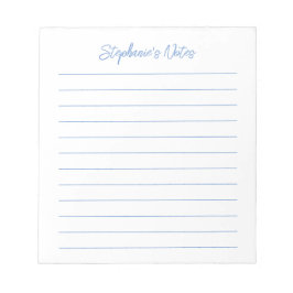 Bloc De Notas Script Elegante Personalizado con Líneas Azul Clar