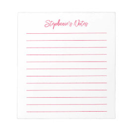 Bloc De Notas Script Elegante Personalizado Forrado en Rojo Cere
