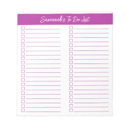 Bloc De Notas Script Modern Dark Pink Two Column Checklist