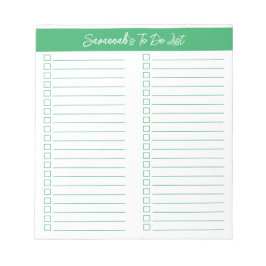 Bloc De Notas Script Modern Green Two Column Checklist