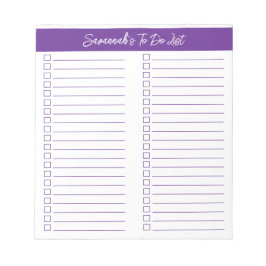 Bloc De Notas Script Modern Purple Two Column Checklist