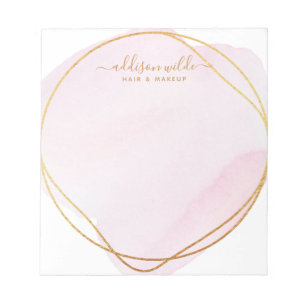 Bloc De Notas Script Rubor Pink Watercolor Gold Circle Business