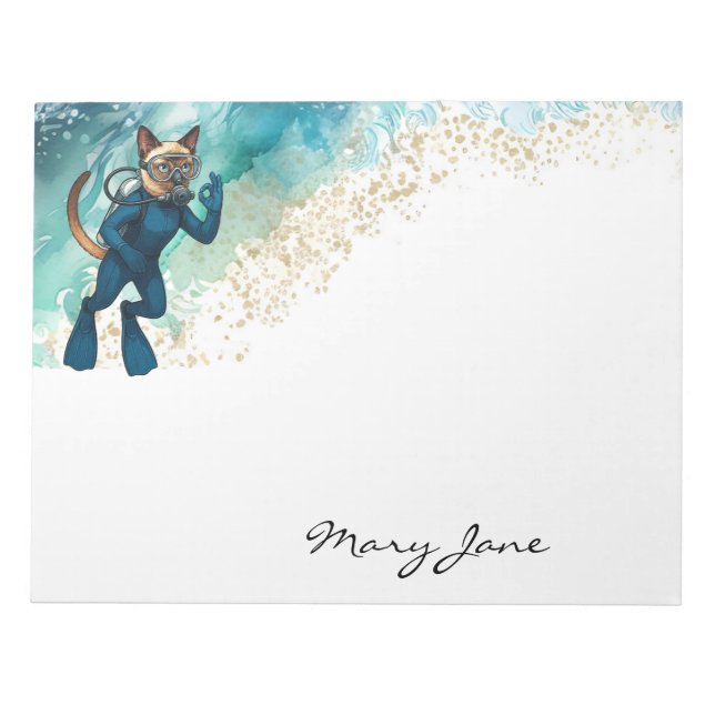 Bloc De Notas Scuba Cat Diving Blue Wet Suit (Frente)