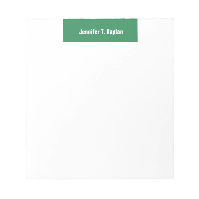 Bloc De Notas Sea Green White Bold Plain Profesional Moderno (Frente)