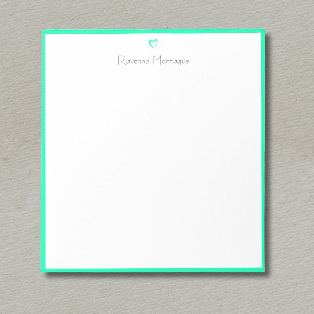 Bloc De Notas Seafoam Green Border and Heart Custom Script Name (Subido por el creador)