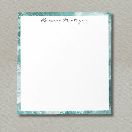 Bloc De Notas Seafoam Silver Border Elegant Custom Script Name
