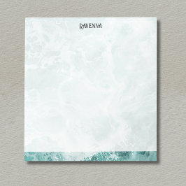 Bloc De Notas Seafoam Silver Striped Elegant Custom Script Name