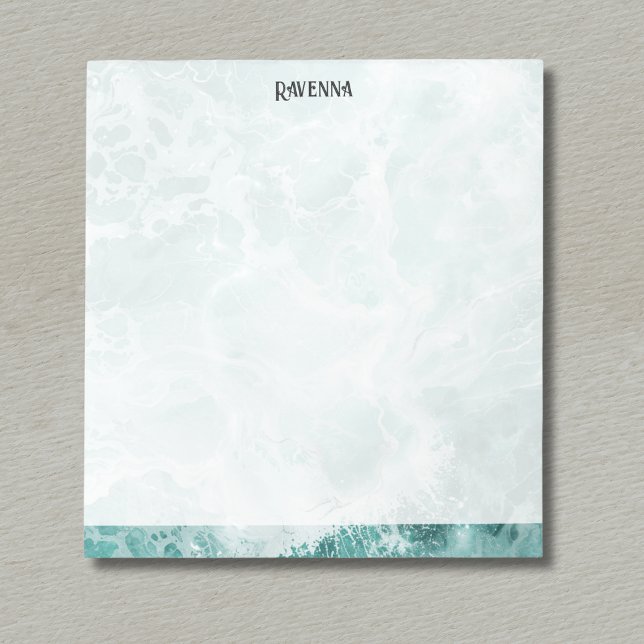 Bloc De Notas Seafoam Silver Striped Elegant Custom Script Name (Subido por el creador)