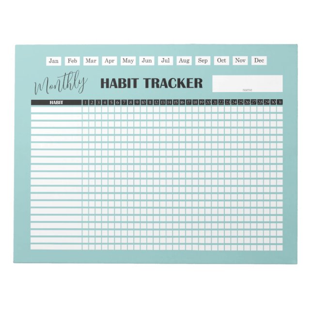 Bloc De Notas Seguidor de Hábitos Mensual  (Frente)