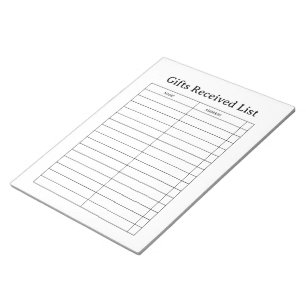 Bloc De Notas Seguidor de Regalos Recibidos