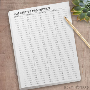 Bloc De Notas Seguimiento básico de contraseñas con nombre de us