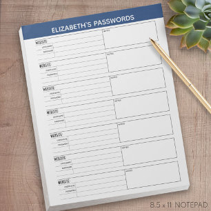 Bloc De Notas Seguimiento de Contraseña Básica con Nombre de Usu