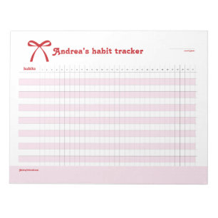 Bloc De Notas Seguimiento de Hábitos Personalizado Lazo Rosa 