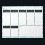 Bloc de notas semanal del patrón de puntos de polk<br><div class="desc">Sencillo y lindo Bloc de notas semanal sobre el patrón de puntos de la Polka azul Tiffany es perfecto para cualquiera que le guste ser organizado. Perfecto para casa,  trabajo o escuela. 40 hojas = 40 semanas de planificación.</div>