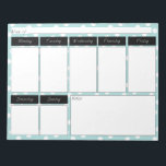 Bloc de notas semanal del patrón de puntos de polk<br><div class="desc">Sencillo y lindo Bloc de notas semanal sobre el patrón de puntos de la Polka azul Tiffany es perfecto para cualquiera que le guste ser organizado. Perfecto para casa,  trabajo o escuela. 40 hojas = 40 semanas de planificación.</div>
