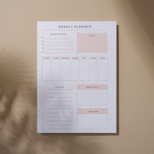 Bloc de notas semanal floral rosa