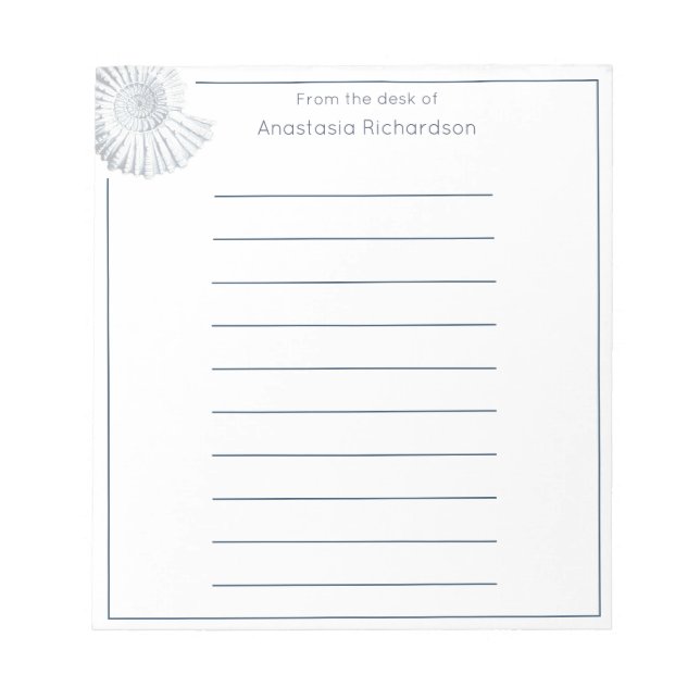 Bloc De Notas Sencilla cubierta fósil Pastel Blue desde el escri (Frente)