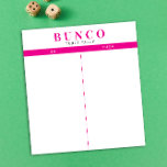 Bloc De Notas Sencilla mesa de Bunco rosa y blanco caliente<br><div class="desc">Tire una hoja en cada mesa para que la persona mantenga la cuenta de la puntuación y racionalice su juego Bunco con estas listas para ir y usar fácilmente hojas de cálculo desgarradas con dos columnas en blanco y acentos rosa fucsia.</div>