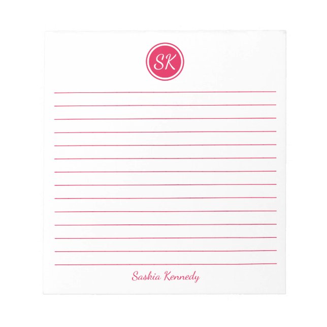 Bloc De Notas Sencillamente Elegante Nombre del Monograma Rojo C (Frente)