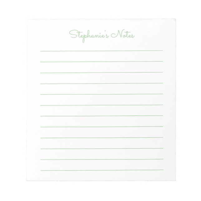Bloc De Notas Sencillamente Elegante Verde Sabio Personalizado (Frente)