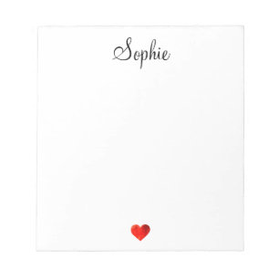 Bloc De Notas Sencillo Corazón Rojo Cute