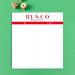 Bloc de notas sencillo de mesa de Bunco rojo y bla<br><div class="desc">Tire una hoja en cada mesa para que la persona mantenga la cuenta de la puntuación y racionalice su juego Bunco con estas listas para ir y usar fácilmente las hojas de cálculo desgarradas con dos columnas en blanco y acentos rojos.</div>