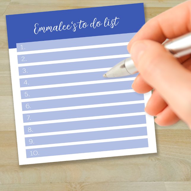 Bloc De Notas Sencillo To Do Personalizable Rayado Numerado Azul (Subido por el creador)