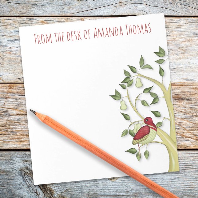 Bloc De Notas Sencillos Navidades de pergamino elegante (A partridge in a pear tree whimsical cute holiday notepad)