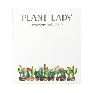 Bloc De Notas Señora de las Plantas Divertida y de Moda con Cact