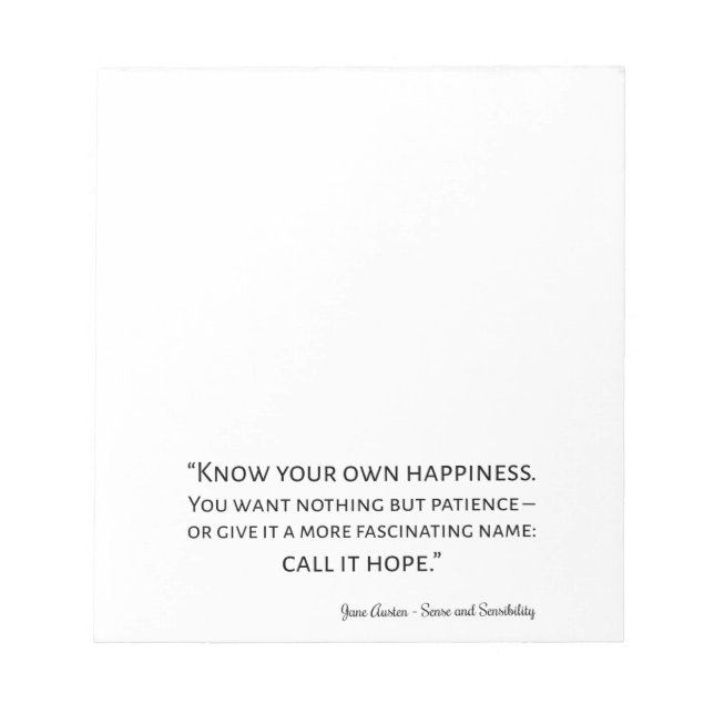 Bloc De Notas Sentido Y Sensibilidad Cita I (Frente)