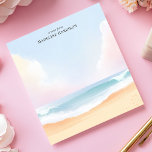Bloc De Notas Serene Beach Clouds Ocean Sky Nombre personalizado<br><div class="desc">Encuentra tu tranquilidad con esta nota tranquila y personalizada. El diseño refleja una tranquila escena playera, con un amplio cielo y unas nubes suaves y pastel sobre las suaves olas del océano y la arena. El conjunto es tranquilo y evocador. Personalizar este bloc de notas con tu propio texto para...</div>