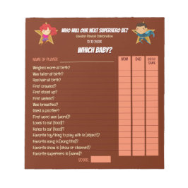 Bloc De Notas Sexo Revelar Superhéroe Cute Rojo Azul Rosa