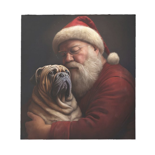 Bloc De Notas Shar Pei Con Navidades festivos de Santa Claus (Frente)