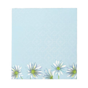 Bloc De Notas Shasta blanco Daisy Flower Border Pastel Azul