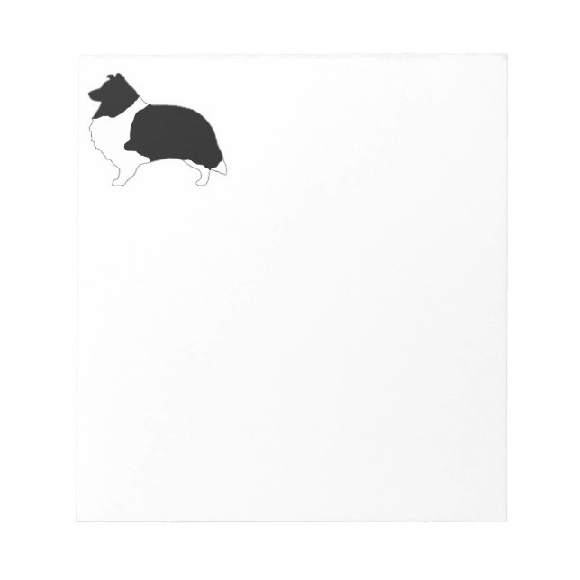Bloc De Notas Shetland Sheepdog Black and White SIlhouette (Frente)