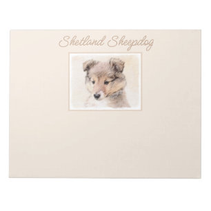 Bloc De Notas Shetland Sheepdog Puppy Pintura Original Perro Art