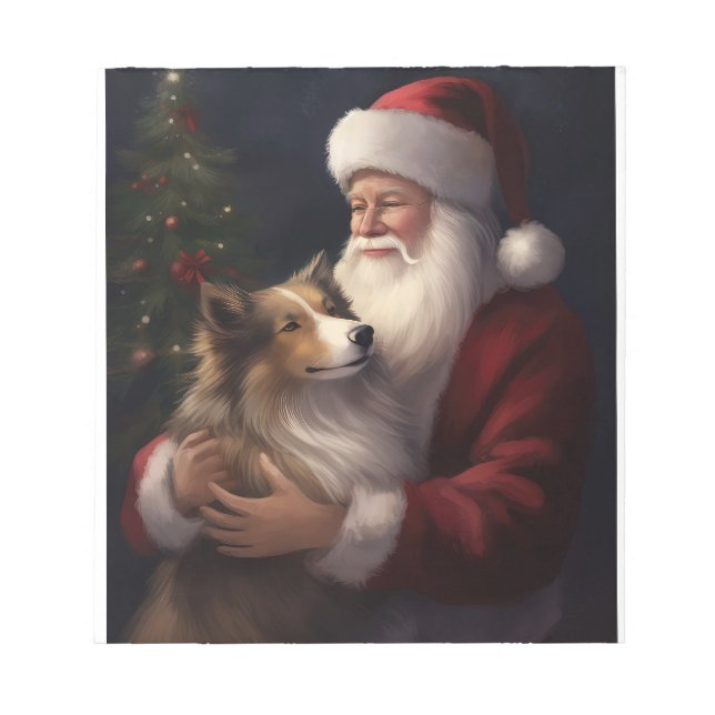 Bloc De Notas Shetland Sheepdog Santa Claus Navidades festivos (Frente)