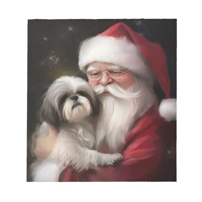 Bloc De Notas Shih Tzu Con Navidades festivos de Santa Claus (Frente)