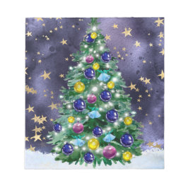 Bloc De Notas Shiny Christmas tree with bright colored baubles