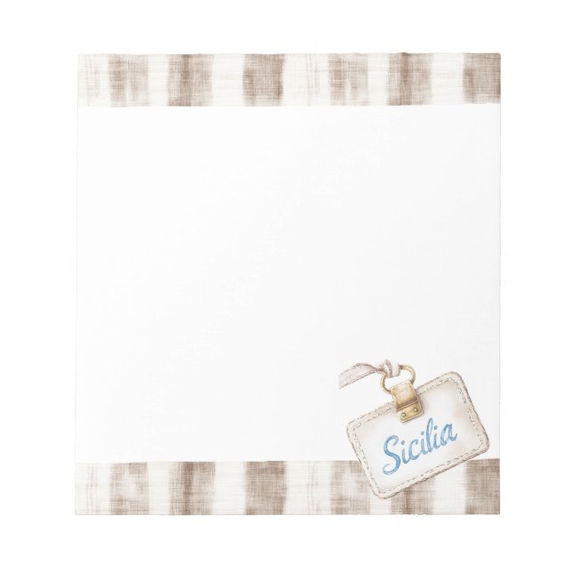 Bloc De Notas Sicilia Crema Marrón Rustico Rayas (Frente)