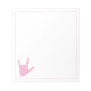 Bloc De Notas Sign Language I Love You Sign Pink Hearts Notepad
