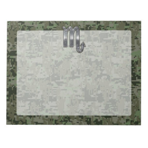 Bloc De Notas Signo zodiacal Escorpio Plata Camuflaje Digital Bo