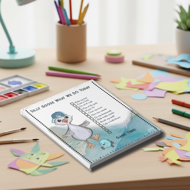 Bloc De Notas Silly Goose Boy Custom Daily Routine Checklist (Silly Goose Boy Custom Daily Routine Checklist Notepad)