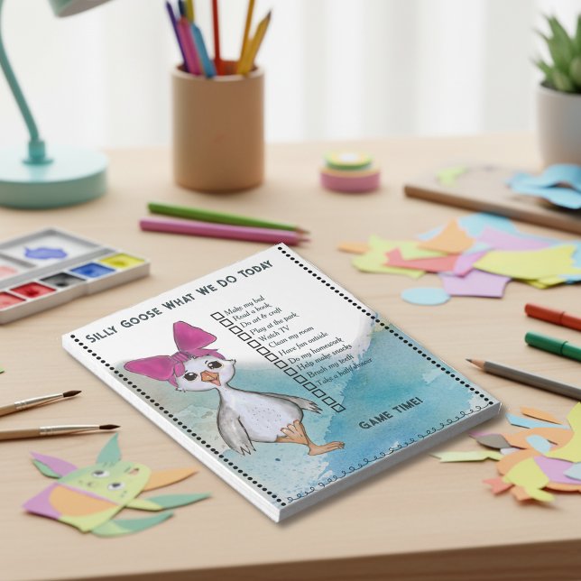 Bloc De Notas Silly Goose Kids Custom Daily Routine Checklist (Silly Goose Kids Custom Daily Routine Checklist Notepad)