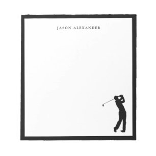 Bloc De Notas Silueta de golfista negro personalizada 