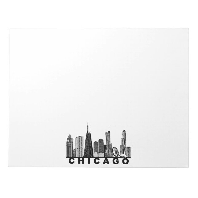 Bloc De Notas Silueta del horizonte de Chicago (Frente)
