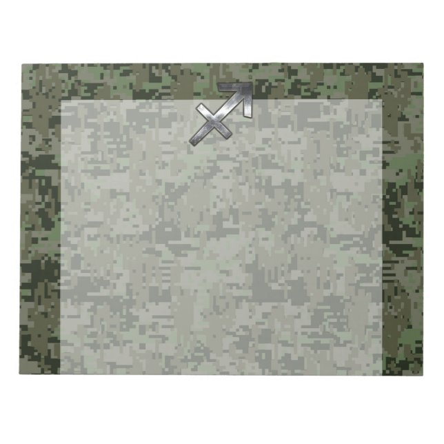 Bloc De Notas Silver Sagittarius Zodiac Woodland Camo Digital (Frente)