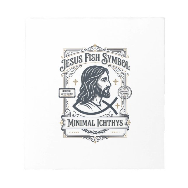 Bloc De Notas Símbolo de pez de Jesús Ichthys mínimo Pez de Jesú (Frente)