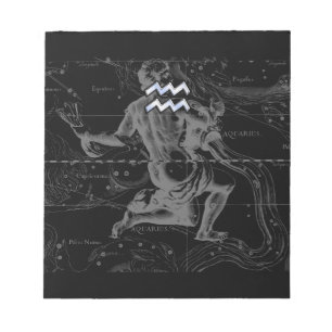 Bloc De Notas Símbolo de zodiaco cromado de estilo Aquarius en H