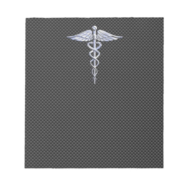 Bloc De Notas Símbolo médico Caducto plateado estilo fibra de ca (Frente)